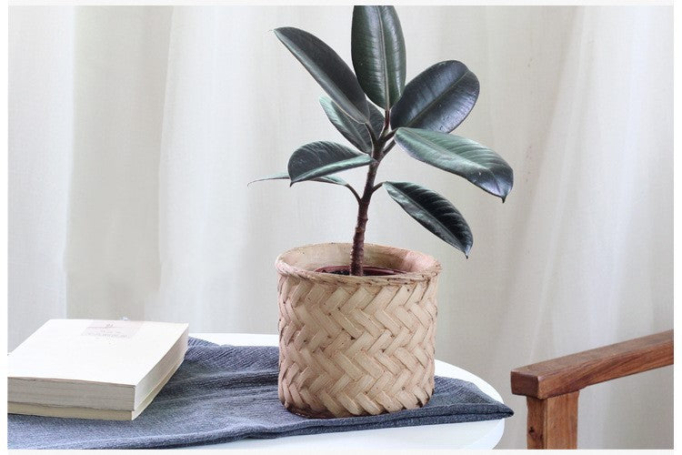 Bamboo flower pot Retro woven storage bamboo basket