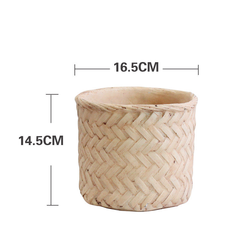 Bamboo flower pot Retro woven storage bamboo basket