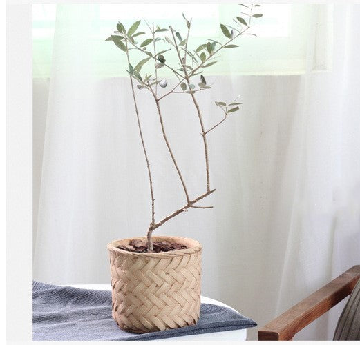 Bamboo flower pot Retro woven storage bamboo basket